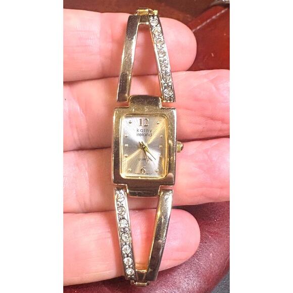 Gold Tone 17mm KLathy Ireland Watch, Crystal Accents, Expansion Band - Picture 1 of 3